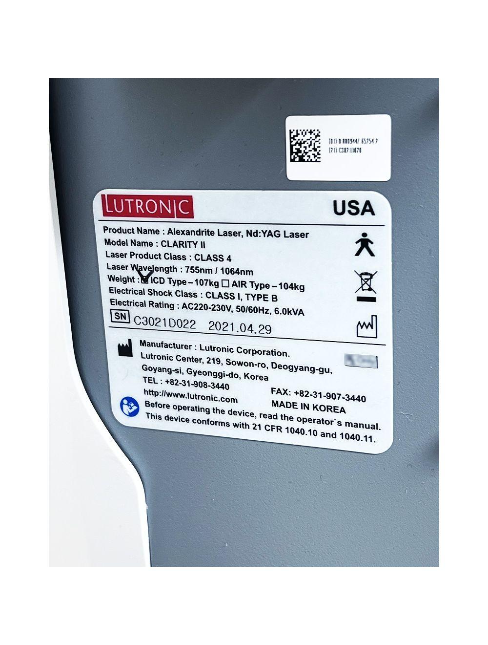 2021 Lutronic Clarity II 2 755/1064nm Dual Wavelength Laser Hair Removal System image 12