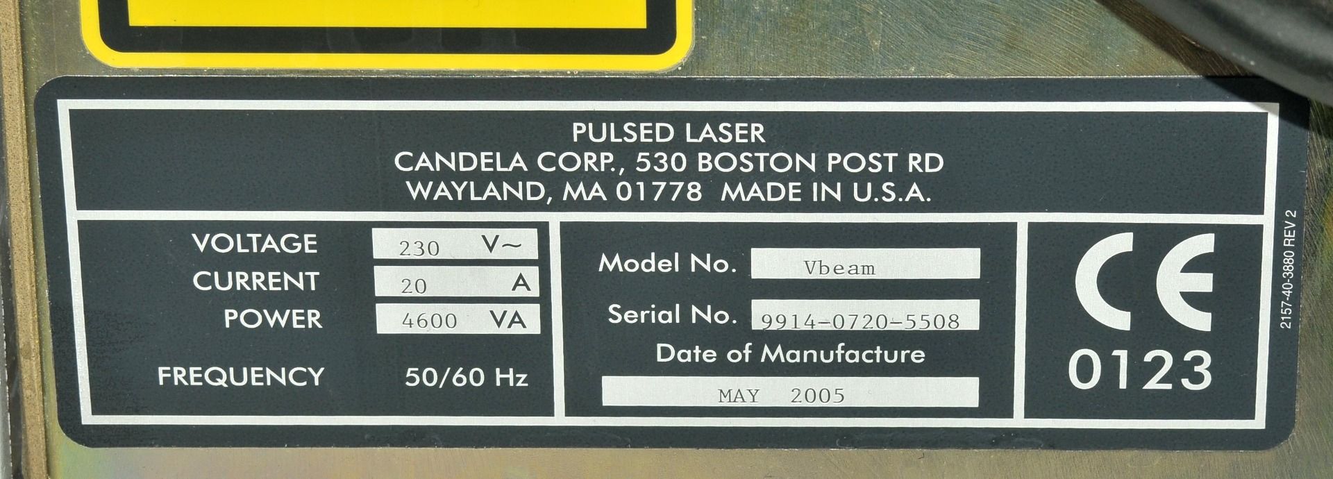 2005 Candela VBeam Wrinkles Scars Acne Stretch Marks Pulsed Dye Laser System