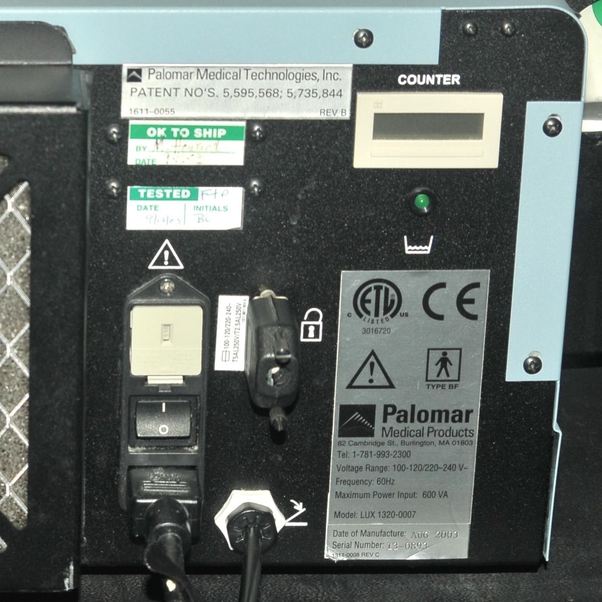 2003 Palomar EsteLux IPL Console Laser LuxG LuxY Handpiece Lesions Hair Removal