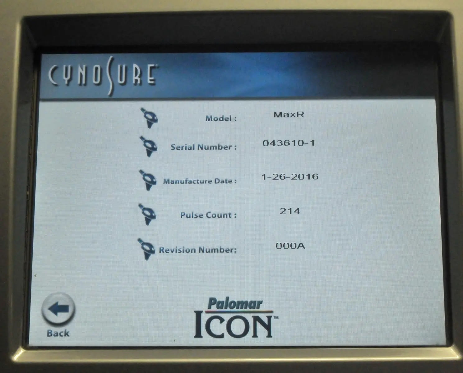 2016 Palomar ICON Laser MaxR Handpiece Hair Removal Max R Spot 2520B-R026 HP