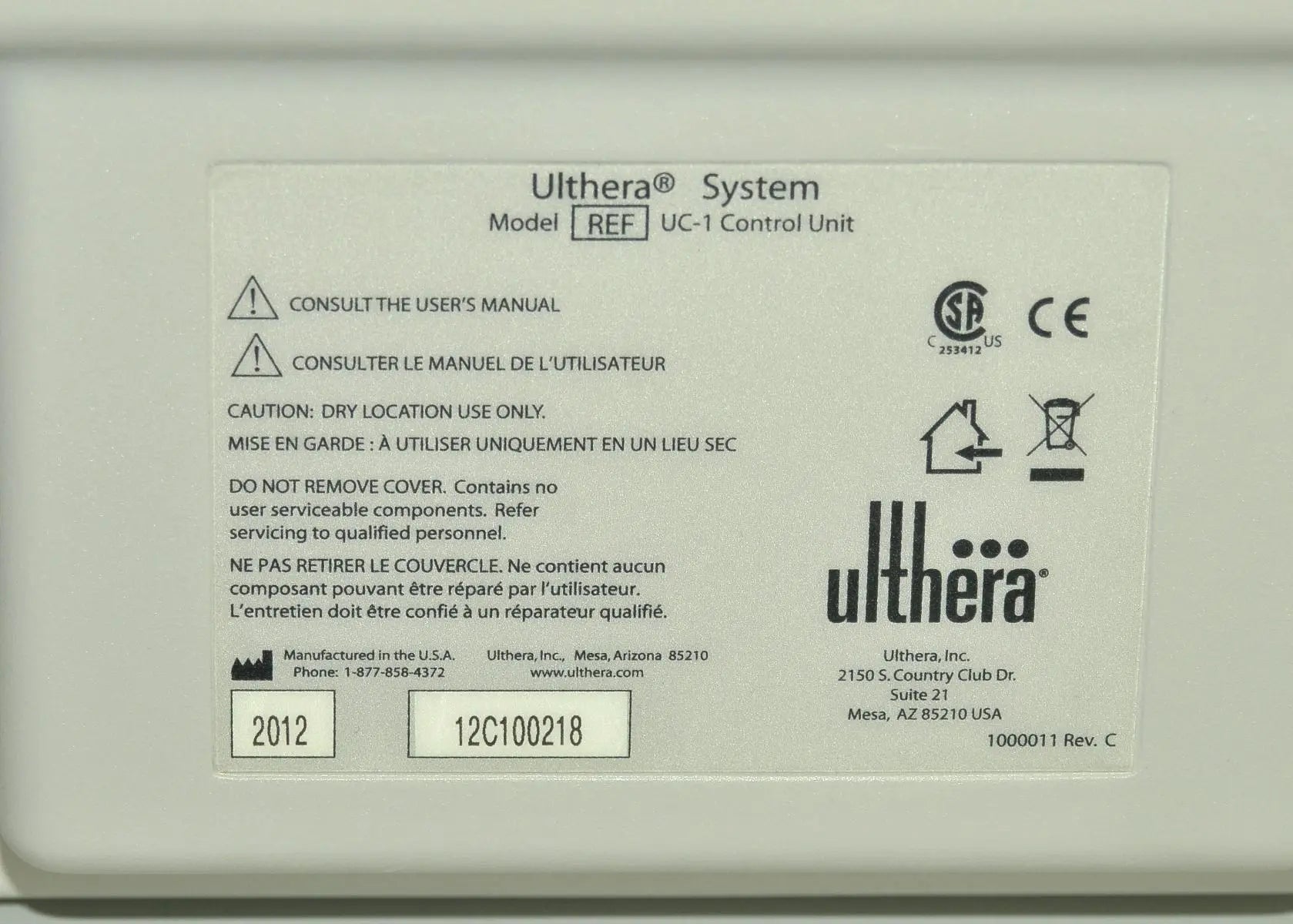 2012 Ulthera Ultherapy DEEPsee Ultrasound Skin Tightening Contouring w Handpiece