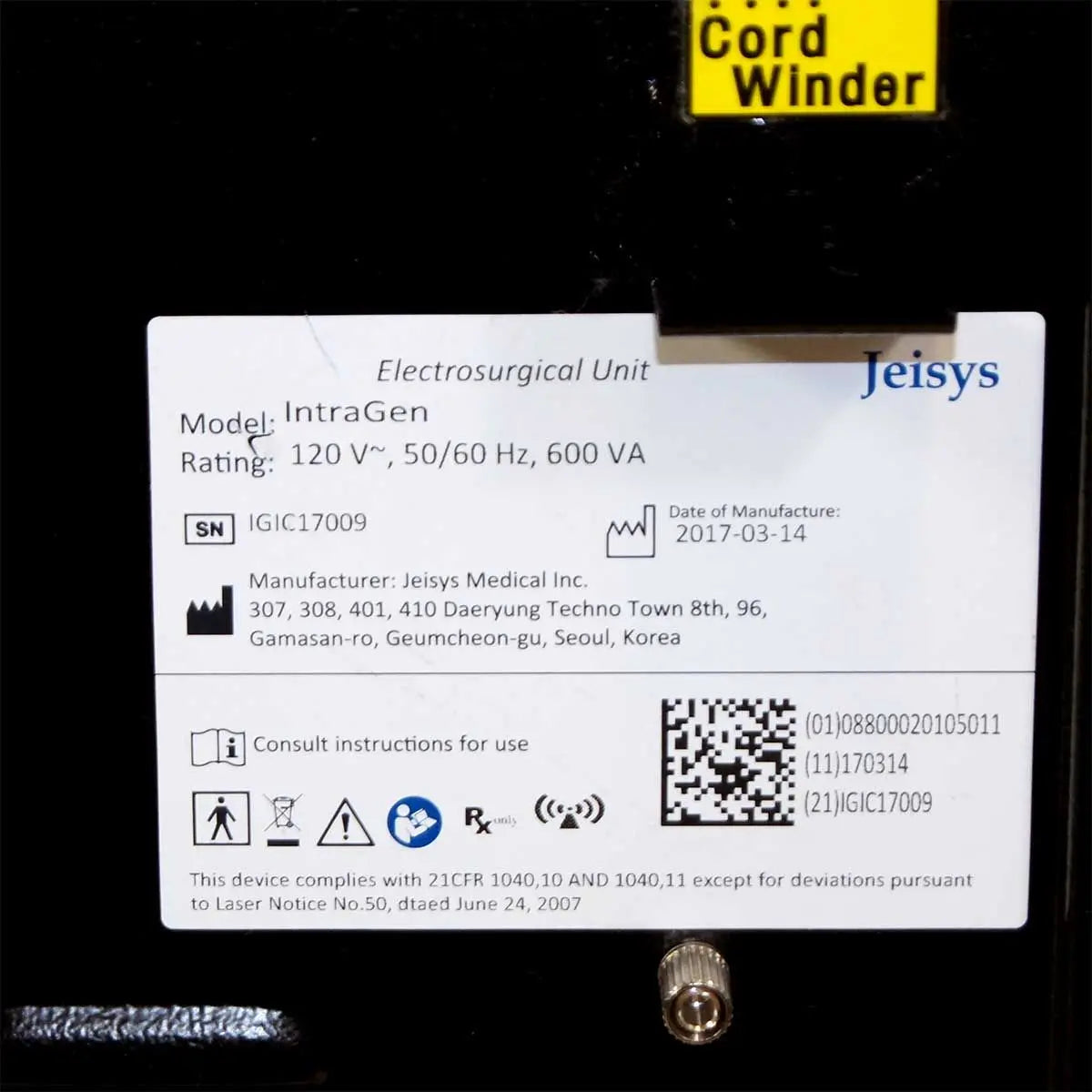 2017 Jeisys IntraGen Electrosurgical Unit Radio Frequency Micro Needle System