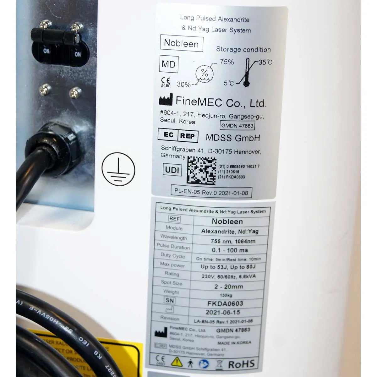 2021 FineMec Nobleen Long Pulsed Alexandrite &amp; Nd:YAG Laser System 755nm 1064nm Sol International Medical