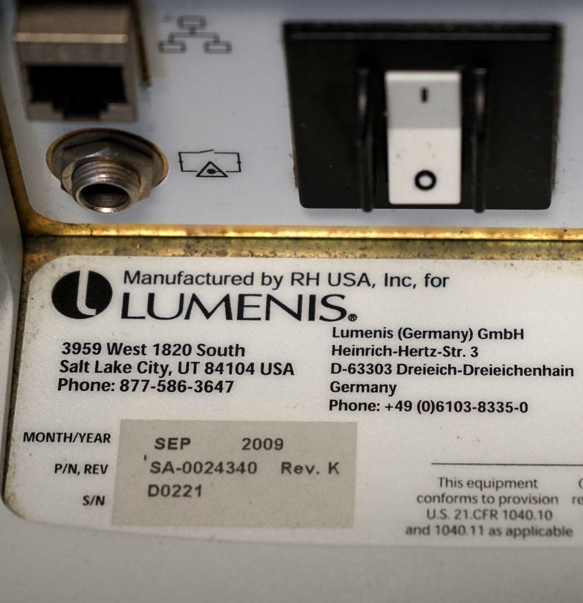 2009 Lumenis LightSheer Duet Laser ET HS 9x9mm 22x35mm Hair Removal Light Sheer