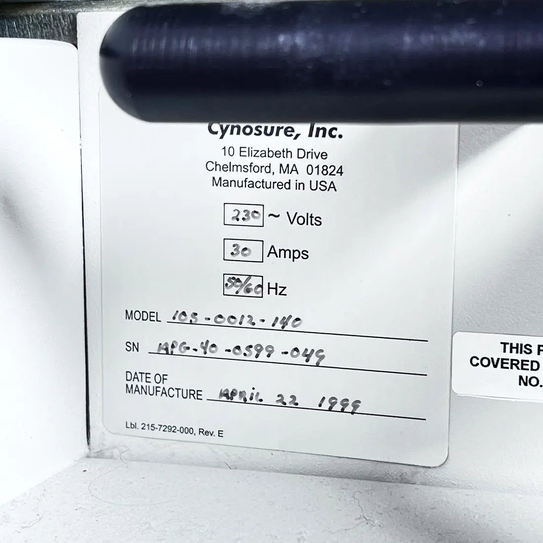 1999 Cynosure Apogee 40 Laser 755nm Hair Removal Wrinkles Spider Veins Lesions