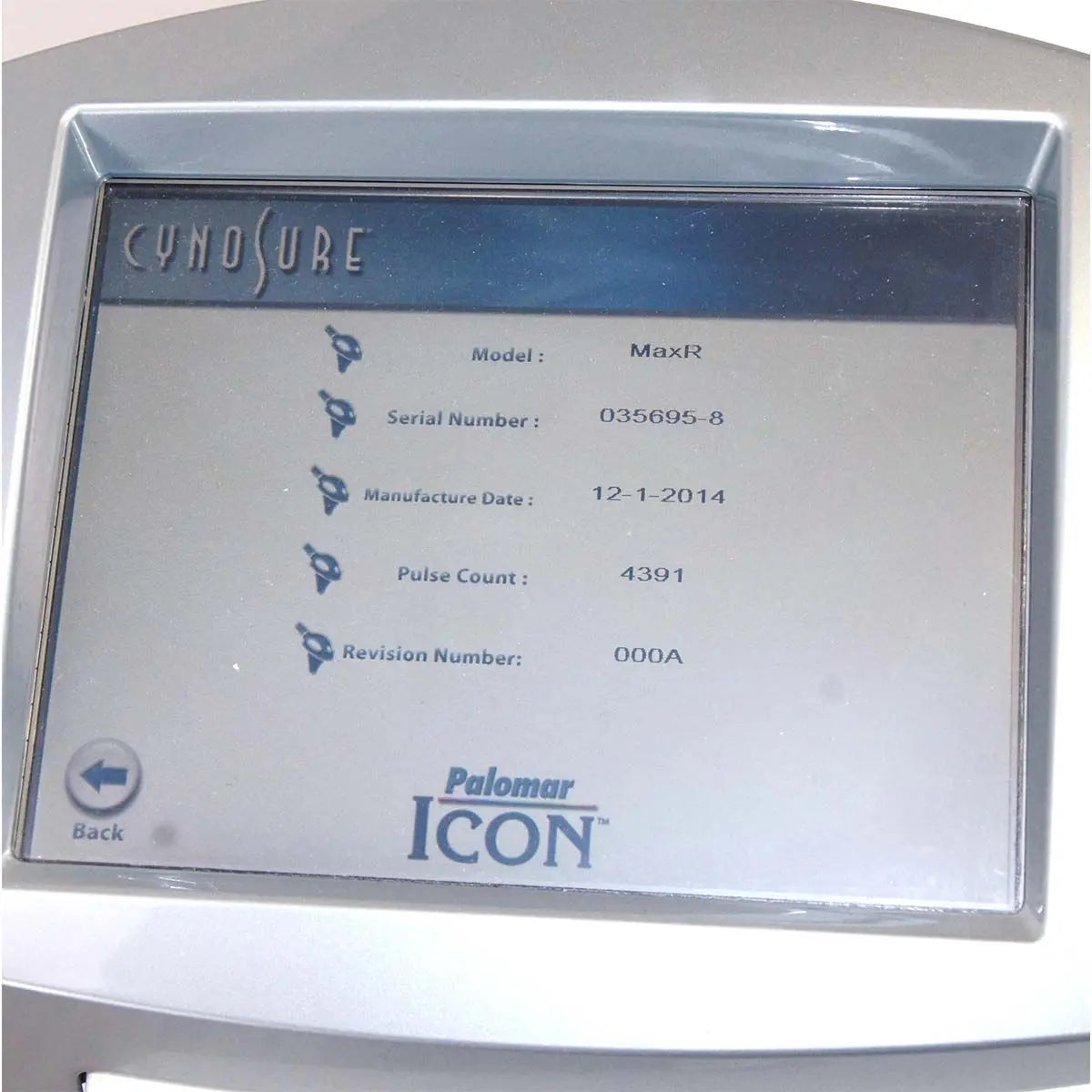 2014 Cynosure Palomar Icon IPL Laser Hair Removal Pigmented Lesions MaxR MaxYs Palomar