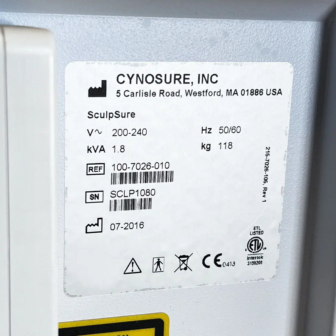 2016 Cynosure SculpSure 1060nm Diode Laser Non-Invasive Body Contour Sculpting Cynosure
