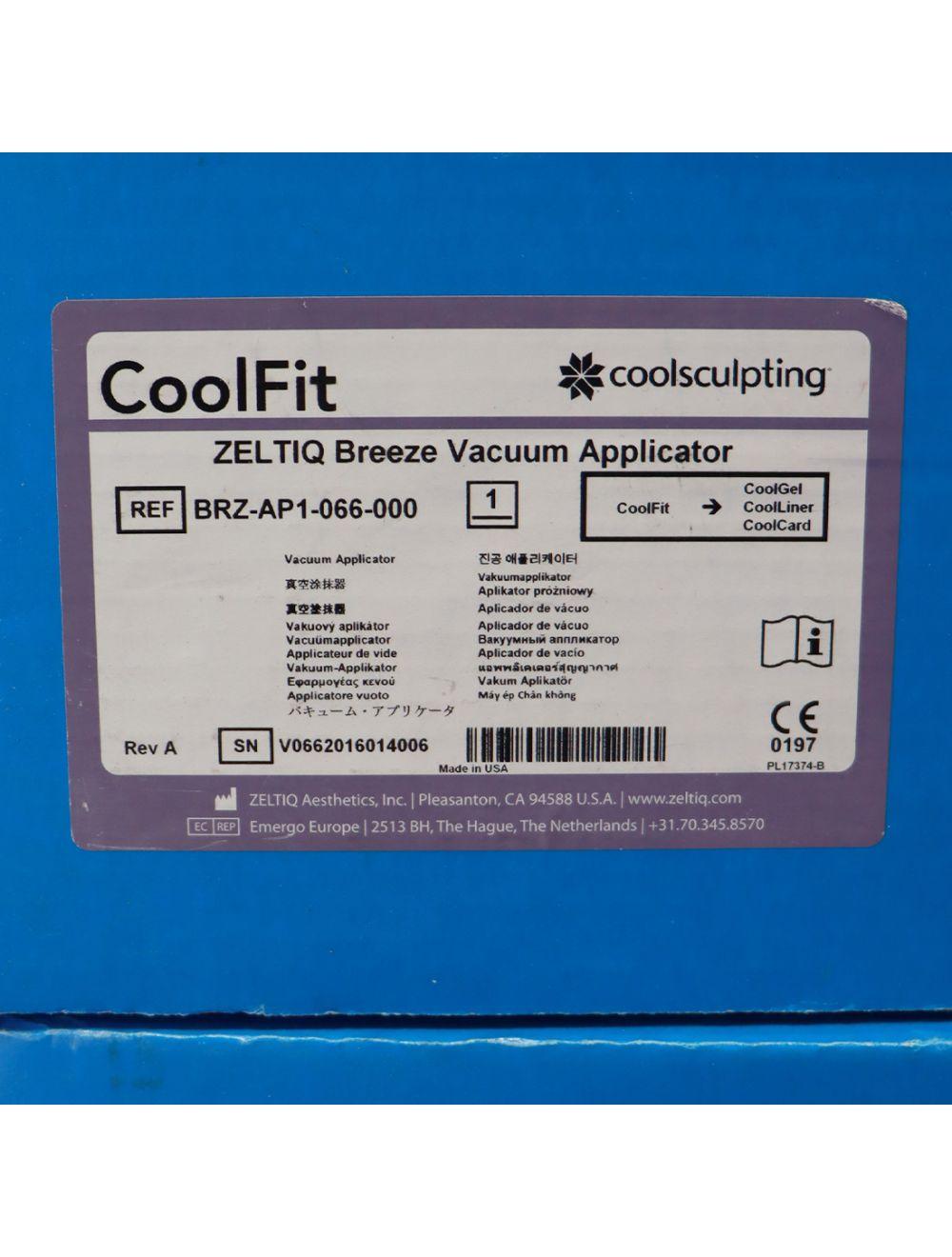 2016 Zeltiq CoolFit Breeze Vacuum Applicator Handpiece BRZ-AP1-066-000 Zeltiq