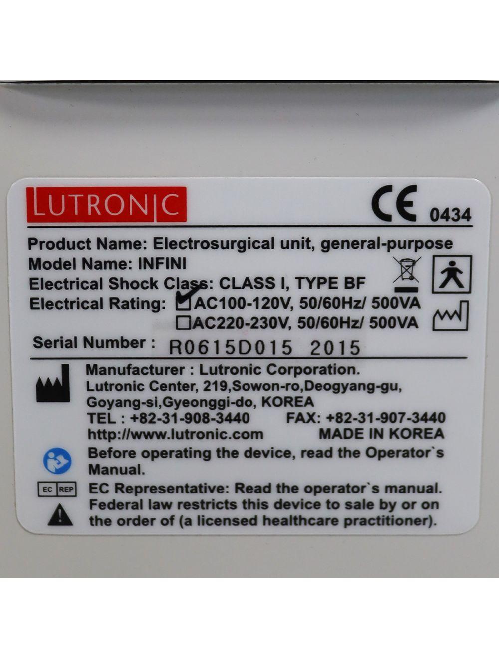 2015 Lutronic INFINI RF Radio Frequency Microneedling Electrosurgical System
