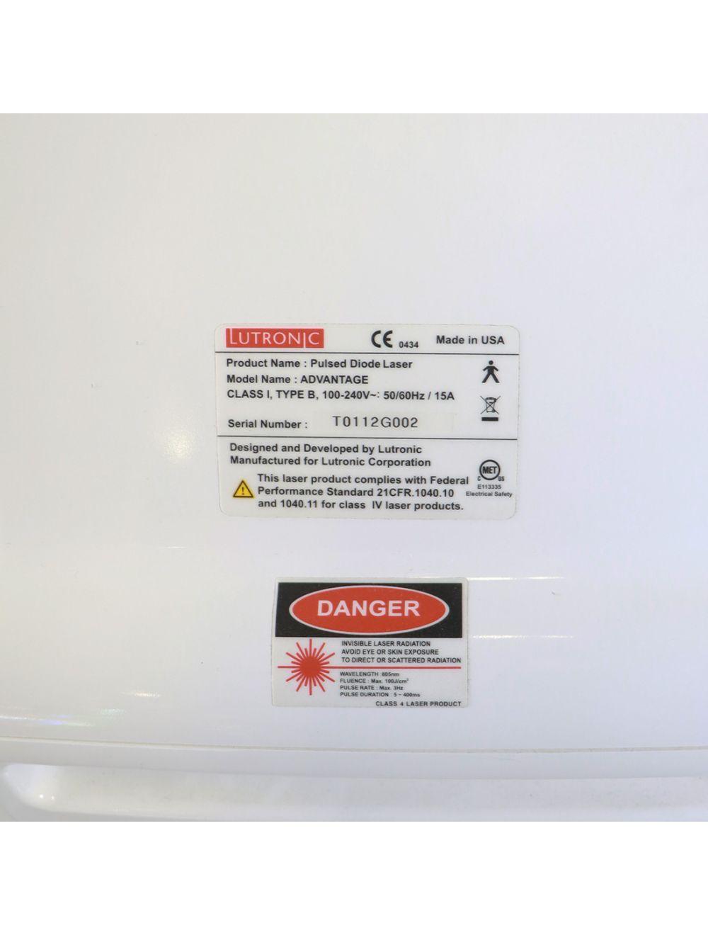 2012 Lutronic Advantage 805nm Diode Laser System Hair Removal