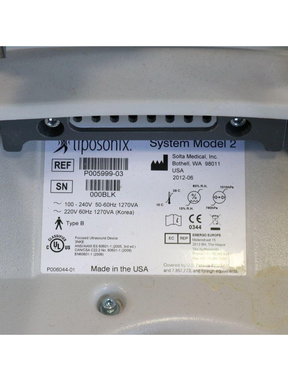 2012 Solta LipoSonix Model 2 HIFU Ultrasound Fat Reduction HP & NEW TRANSDUCER