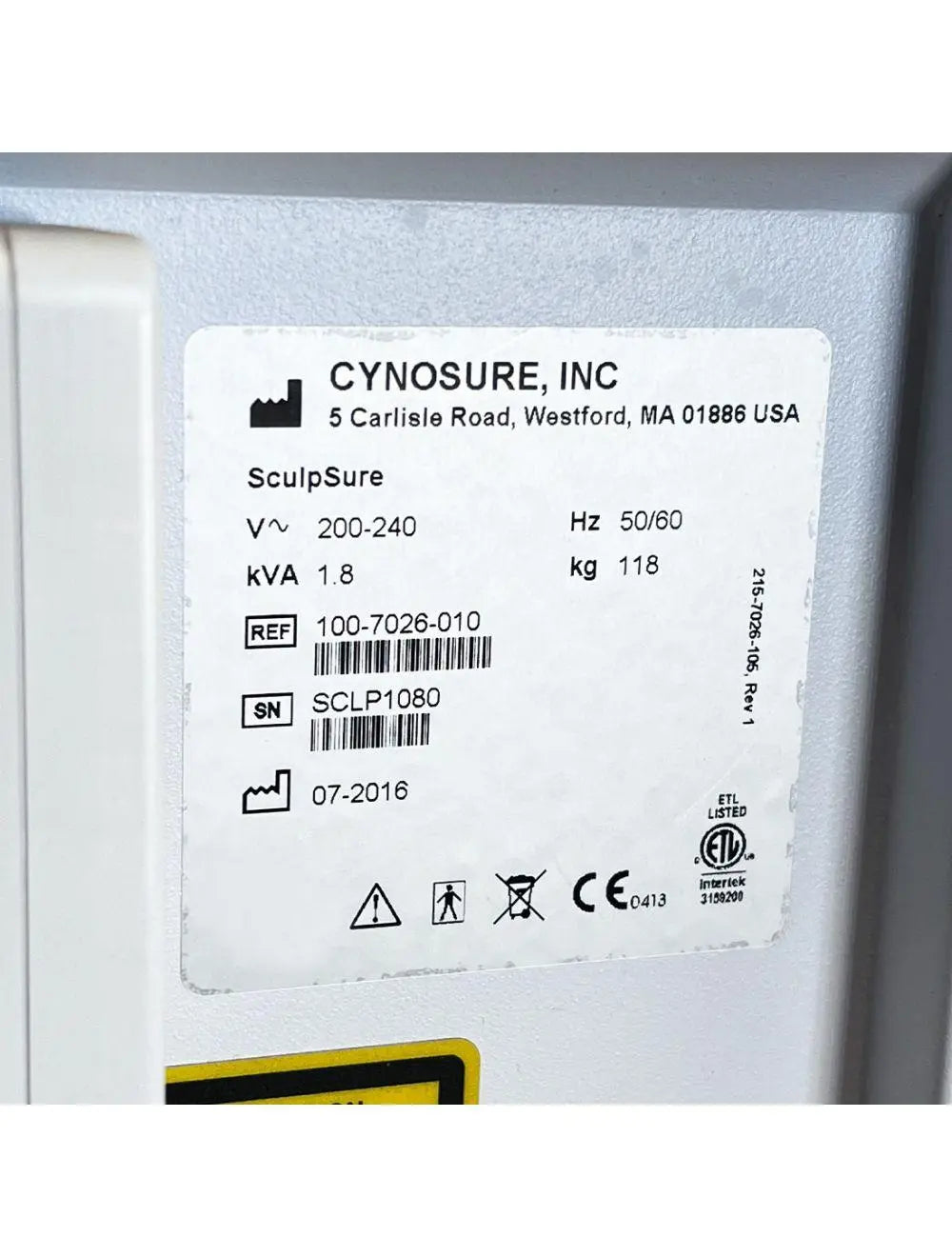 2016 Cynosure SculpSure 1060nm Diode Laser Non-Invasive Body Contour Sculpting Cynosure