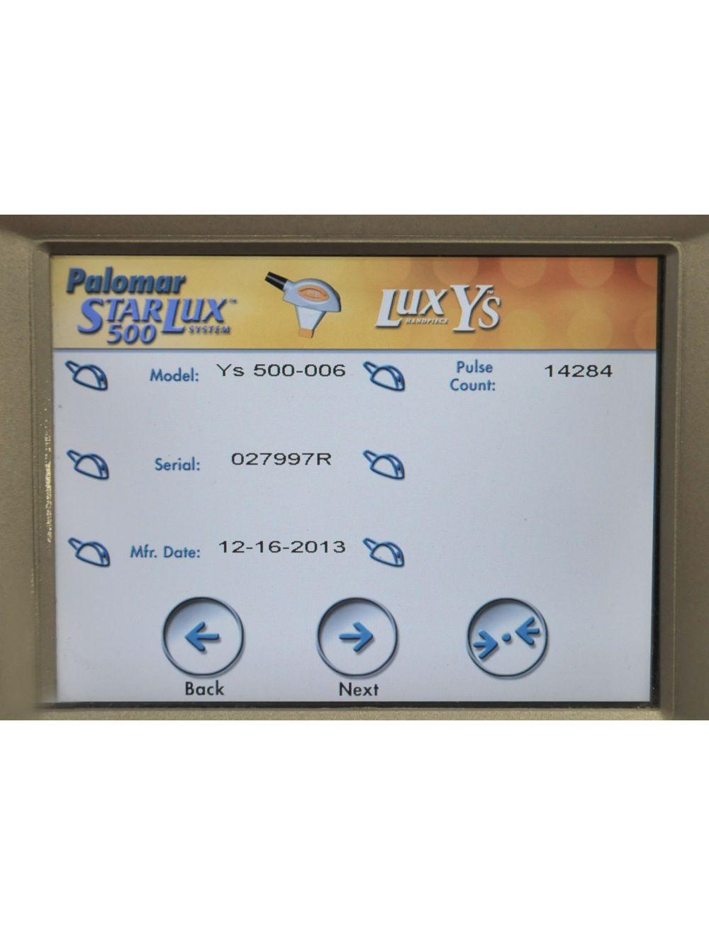 2013 Cynosure StarLux 500 Laser System LuxYs Handpiece Palomar Lux Ys Hand Piece