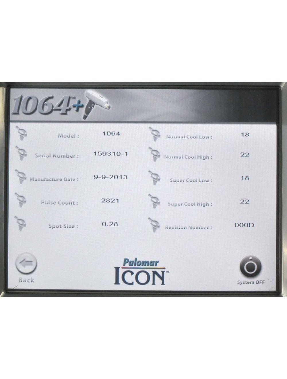 2013 Palomar ICON 1064 Laser HandPiece Hand Piece HP - Vein Lesion LOW COUNTS! Palomar