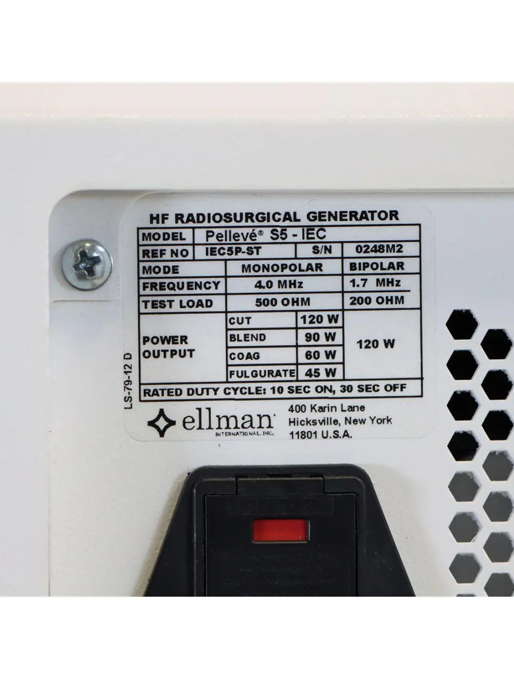 Ellman Pelleve S5 RF Wrinkle Reduction Radio-surgical System IEC5P-ST Generator Sol International Medical
