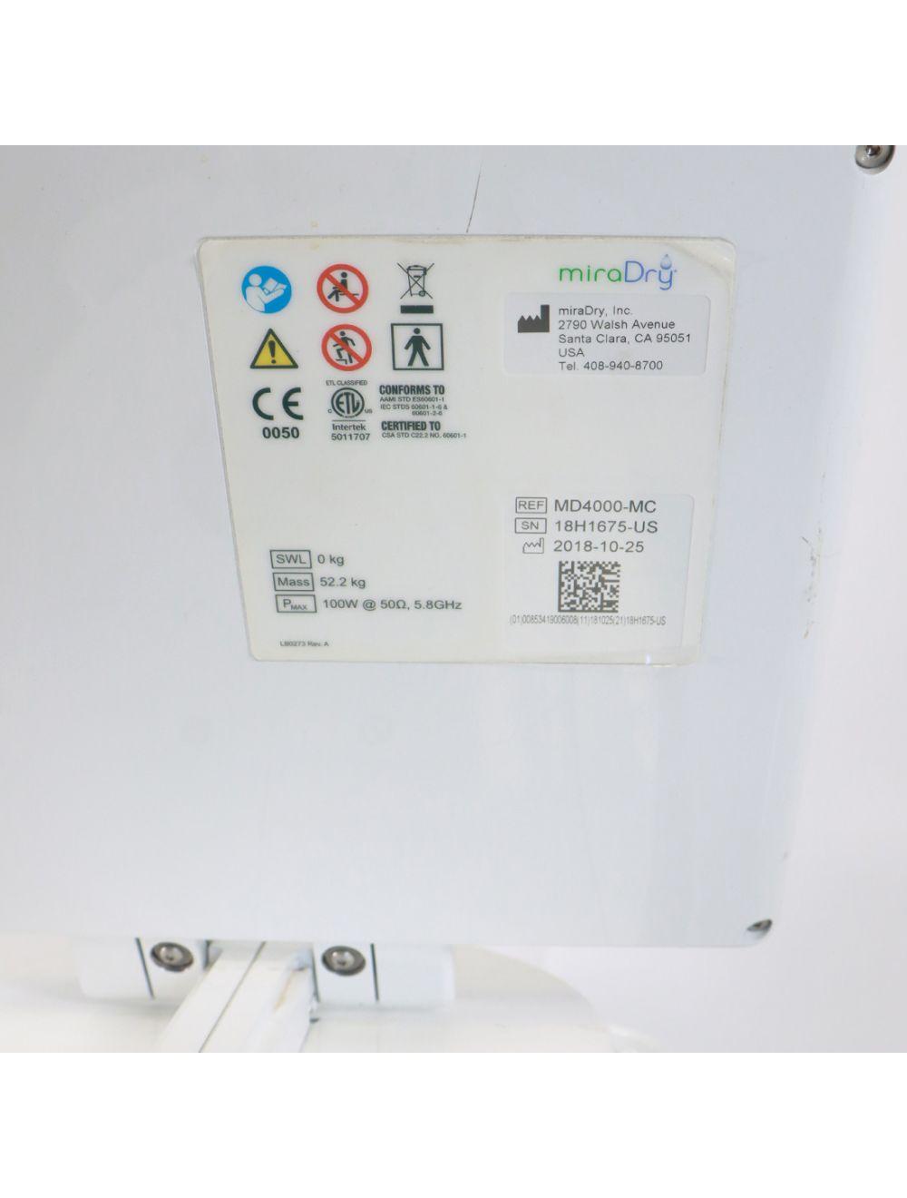 2018 Miramarlabs MiraDry MD4000-MC Sweat Odor Reduction Treatment System Sol International Medical