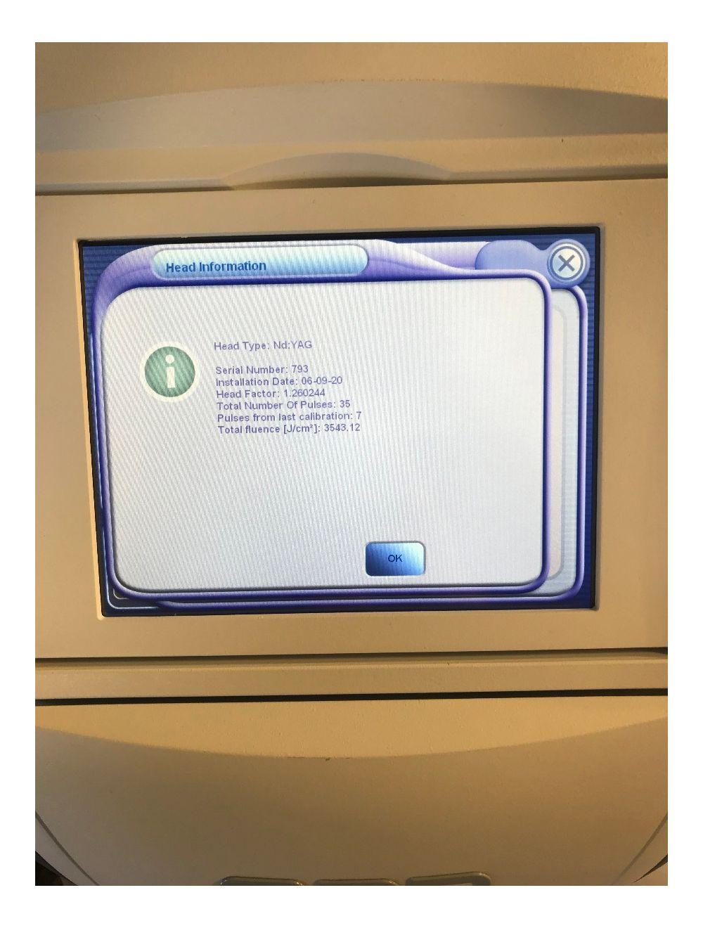 2014 Lumenis M22 Multi-Spot NdYAG 1064 nm Laser Handpiece ONLY 35 SHOTS LOW USE Lumenis