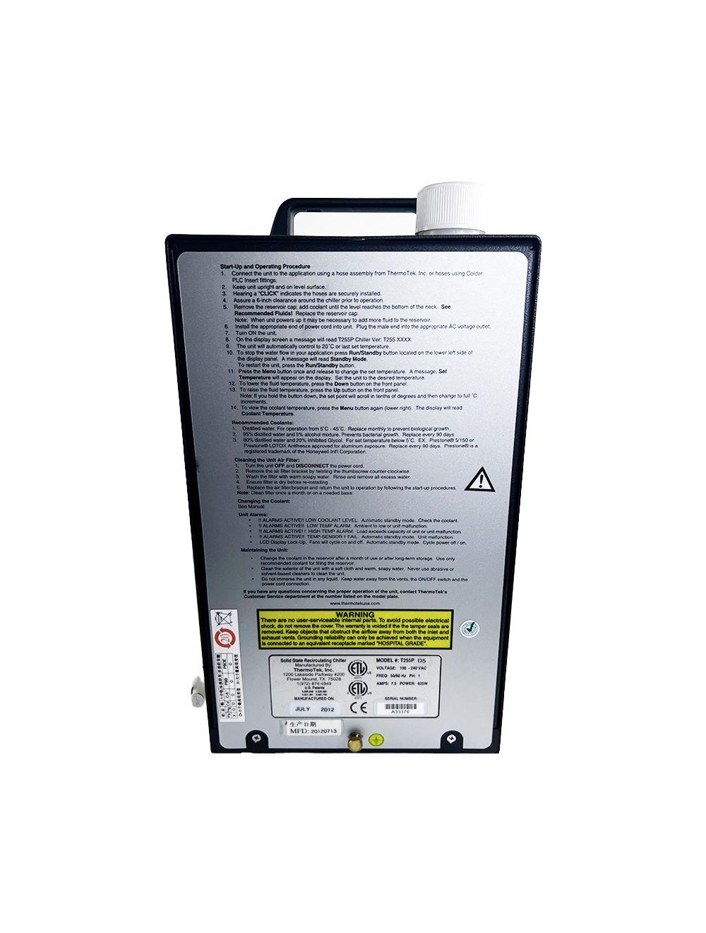2012 ThermoTek T255P Recirculating Liquid Portable Chiller System A33376 Sol International Medical