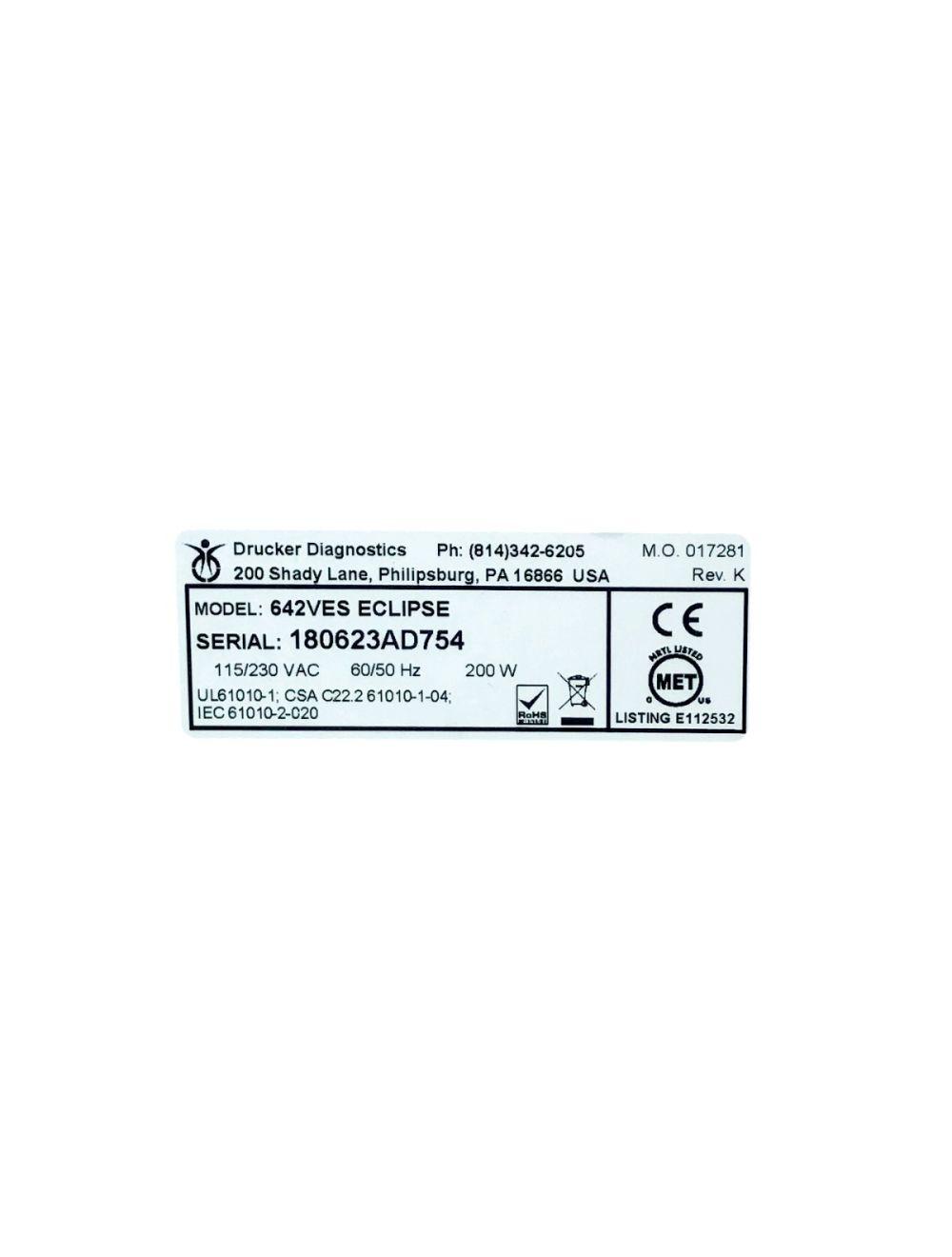 Drucker Diagnostics Eclipse Easy Spin 642VES 3500RPM Centrifuge Sol International Medical