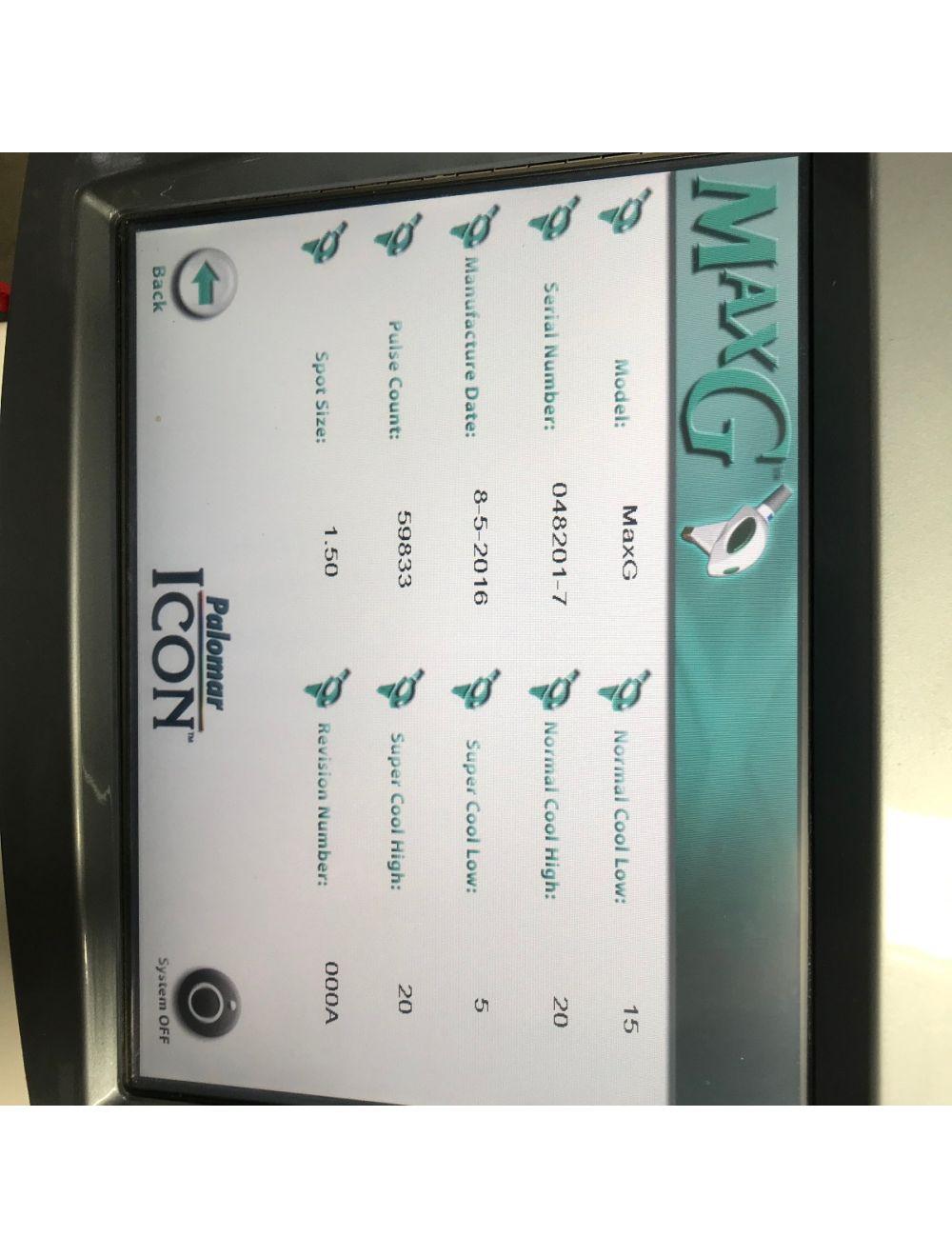 2016 Palomar Icon MaxG Pigmented Vascular Lesion IPL Spot Rejuvenation Handpiece Palomar