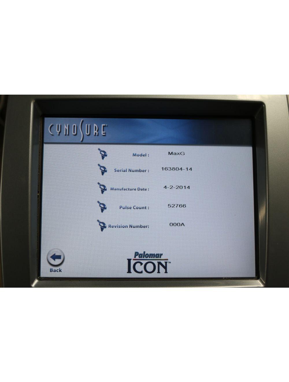 2014 Palomar Cynosure Icon Laser IPL 1 HP Max G Pigmented Lesions MaxG 50K Pulse Palomar