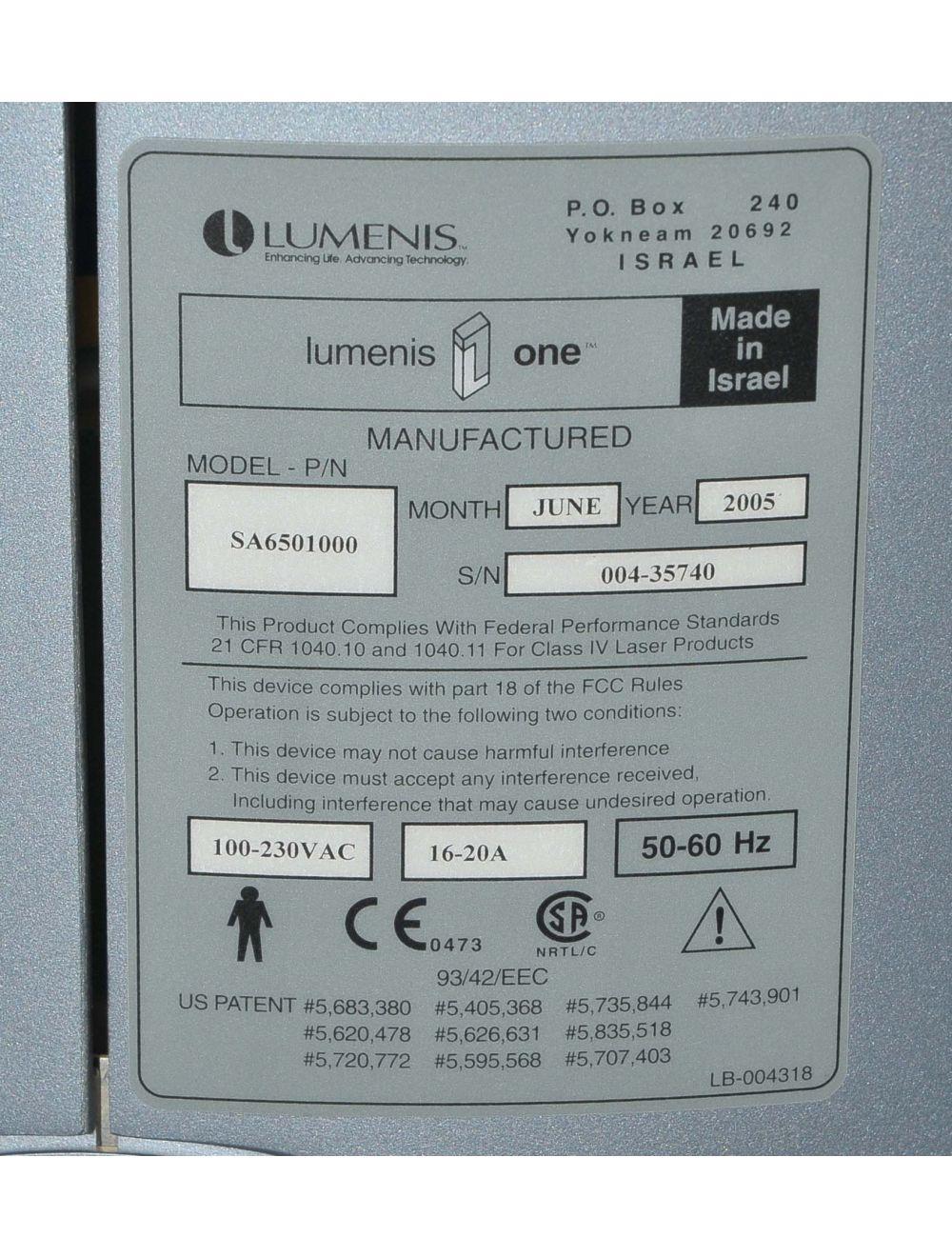 2005 Lumenis Lume1 IPL LumeOne Lume One Hair Removal Skin Veins w/IPL Handpiece Lumenis