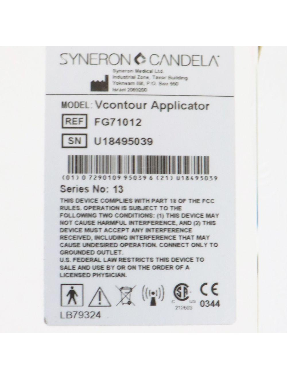 Syneron Candela VelaShape III VContour Applicator Small Handpiece FG71012 VS3 Candela