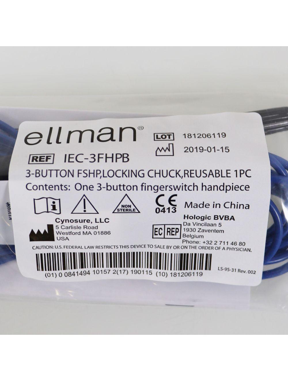 Ellman Pelleve Cynosure IEC 3-Button Fingerswitch Handpiece Reusable IEC-3FHPB Cynosure