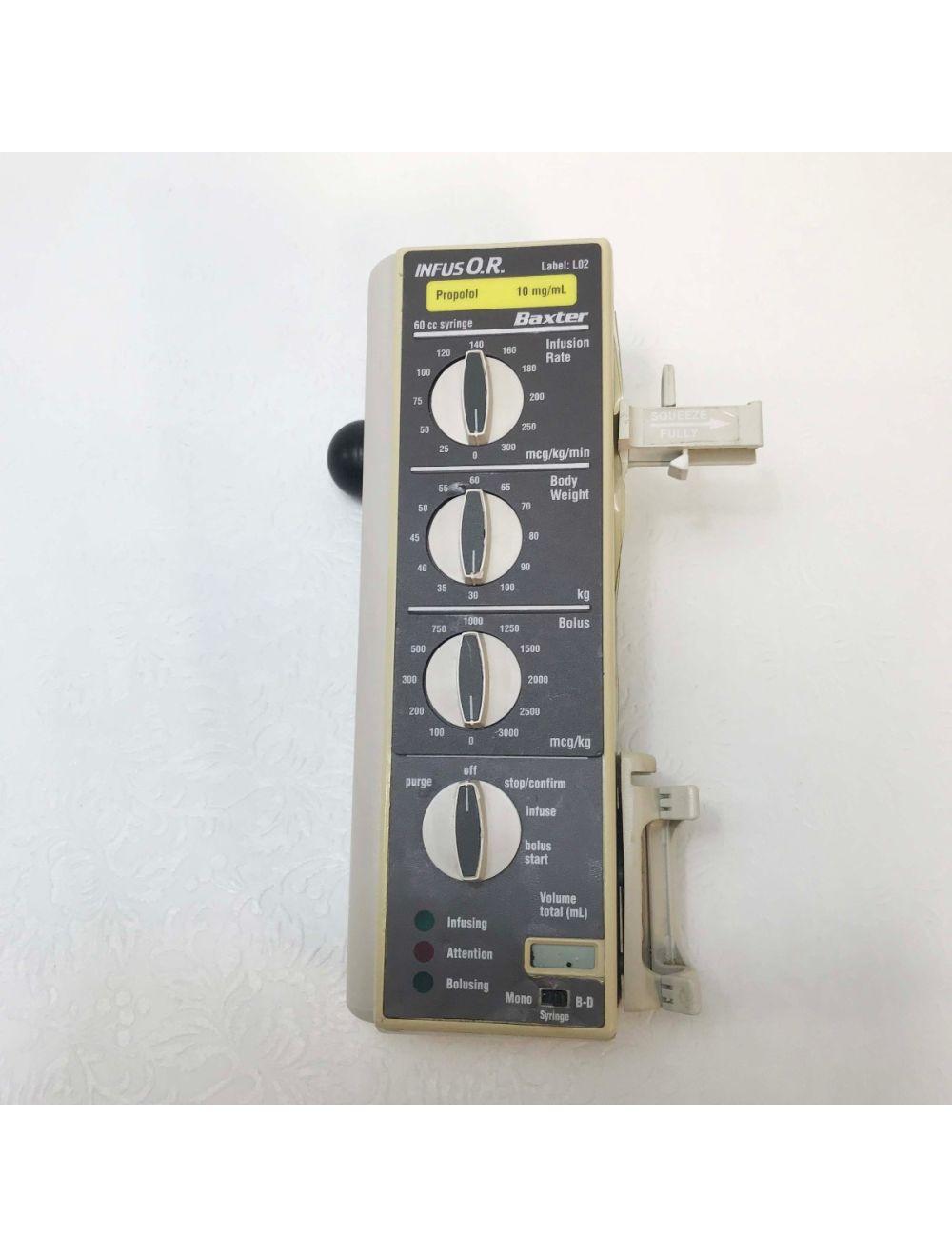 Baxter Infus OR Propofol Label 60cc IV Infusor Pump Bolus Infusion Unit Sol International Medical