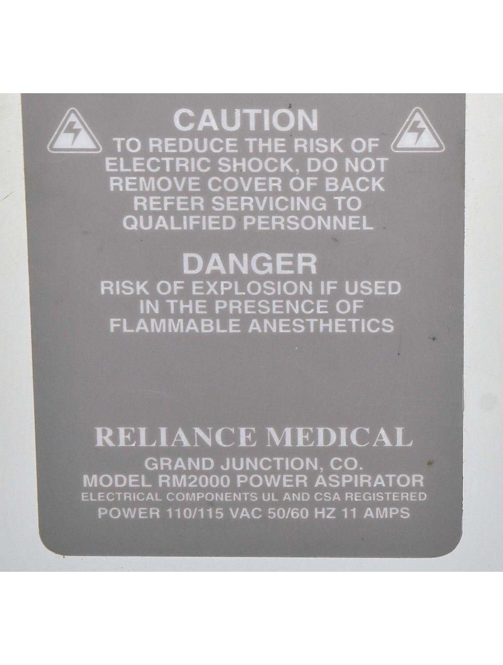 Reliance Medical RM2000V Power Aspirator RM2000 V Aspiration System Sol International Medical