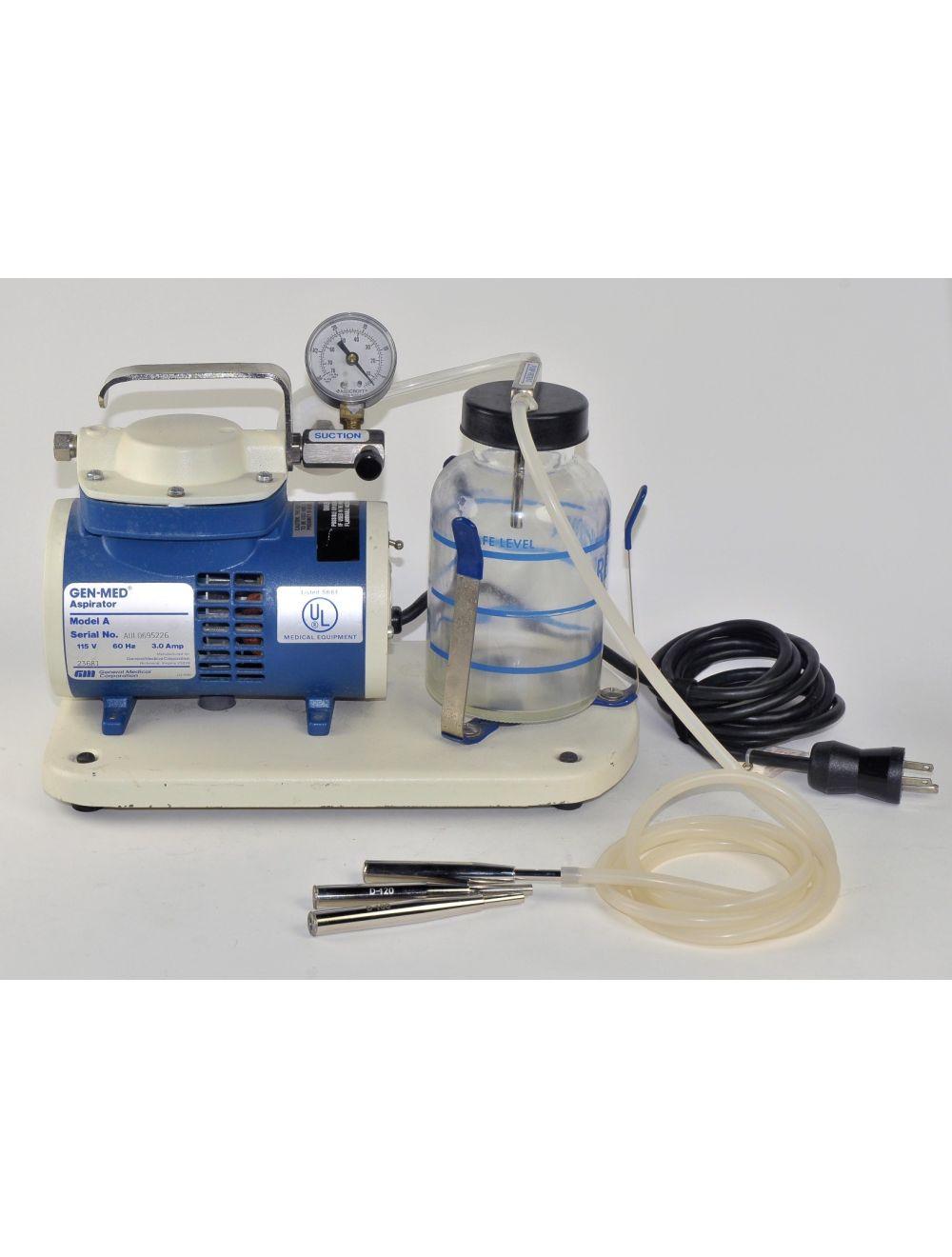 Gen-Med Aspirator Model A Portable Vacuum Suction Pump Collection w/3 Handpieces Sol International Medical