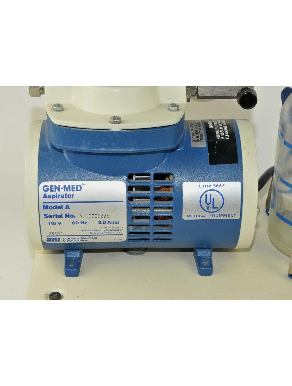 Gen-Med Aspirator Model A Portable Vacuum Suction Pump Collection w/3 Handpieces Sol International Medical