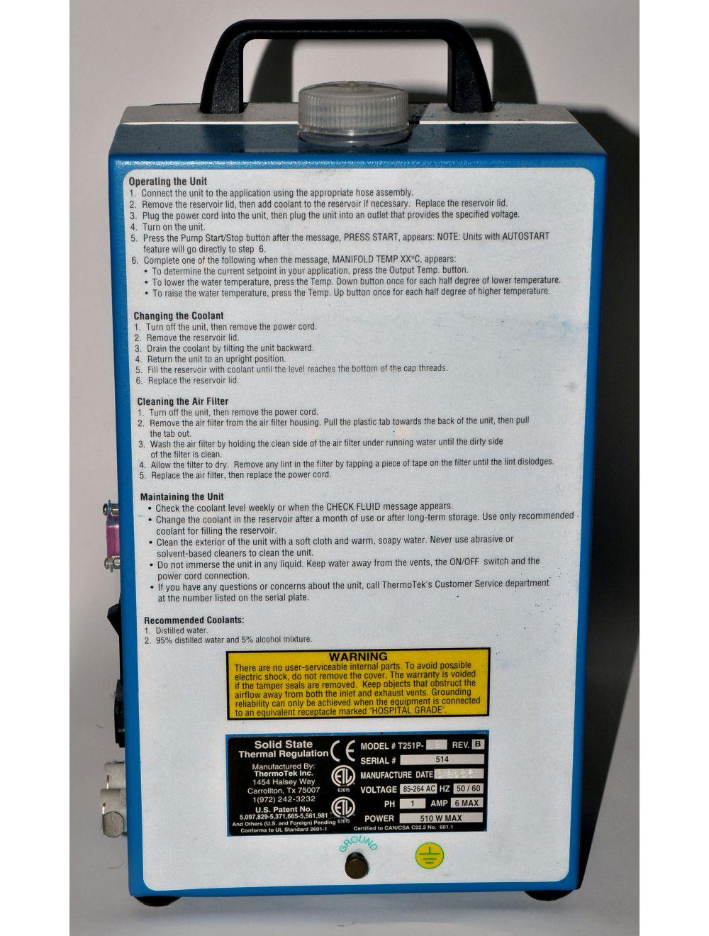ThermoTek T251P-2 Solid State Temperature Regulation Control Laser Chiller Sol International Medical