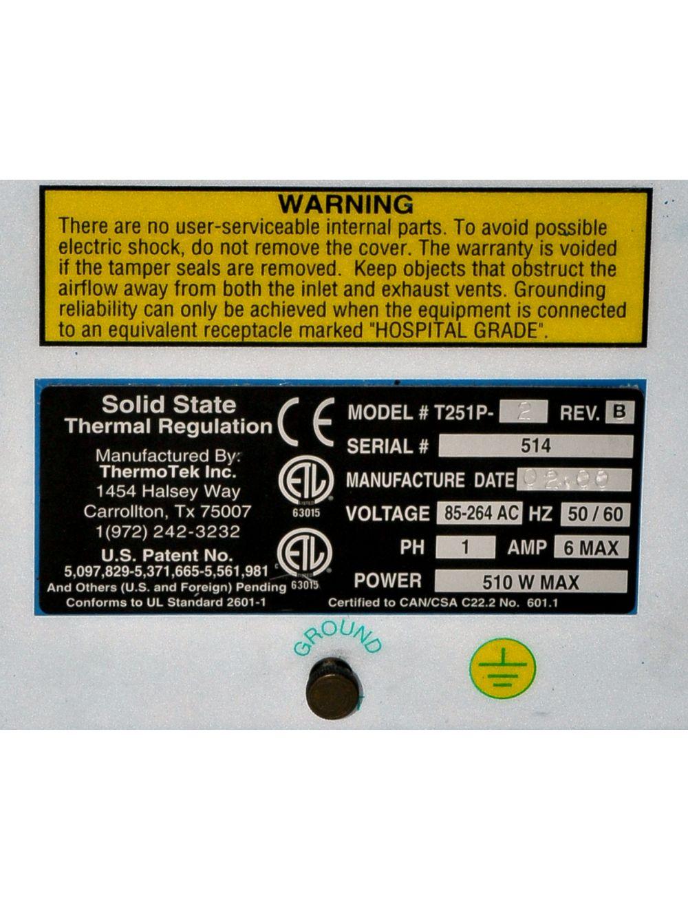 ThermoTek T251P-2 Solid State Temperature Regulation Control Laser Chiller Sol International Medical