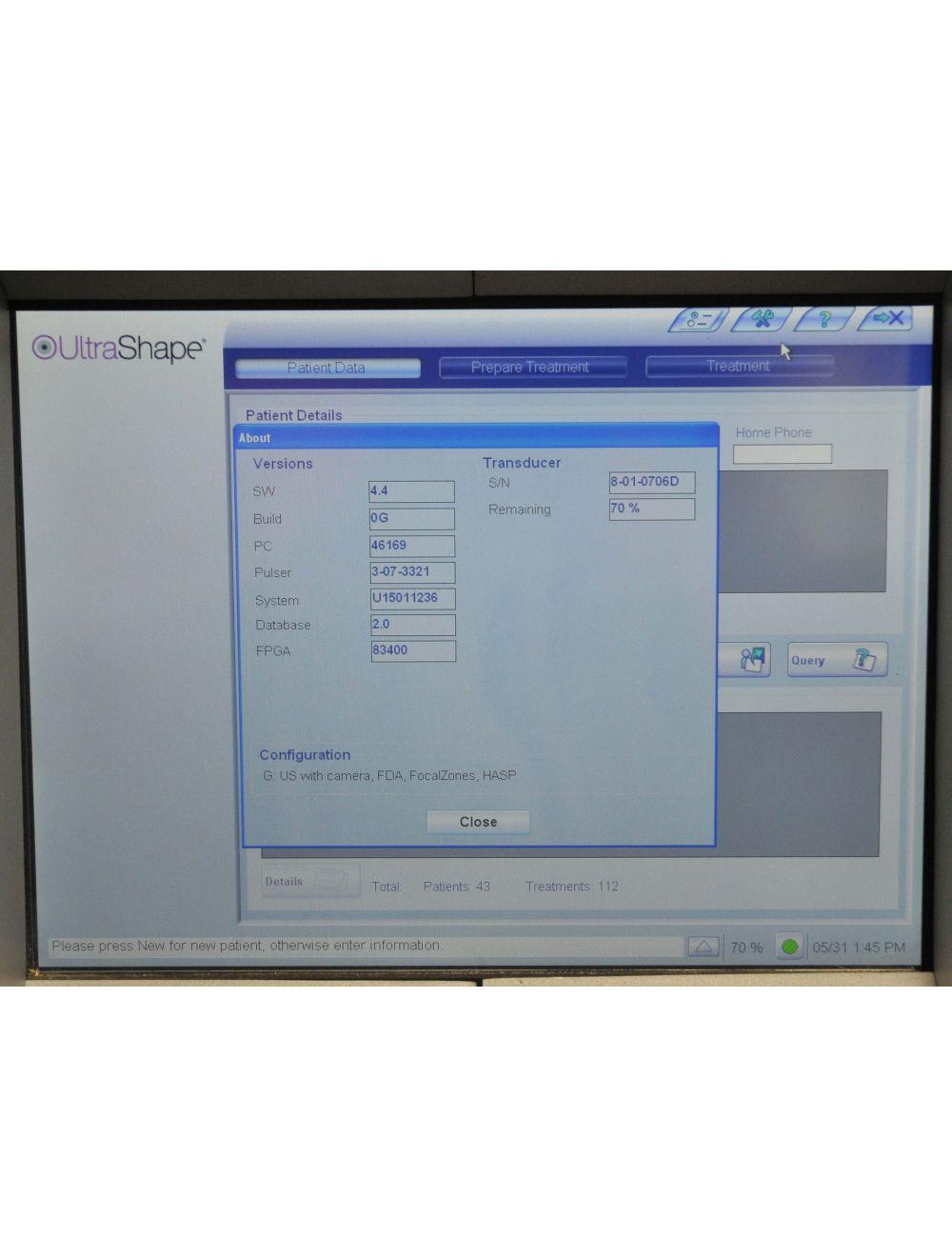 SYNERON 2015 UltraShape Ultrasound Body Contouring Laser Candela Ultra Shape Candela
