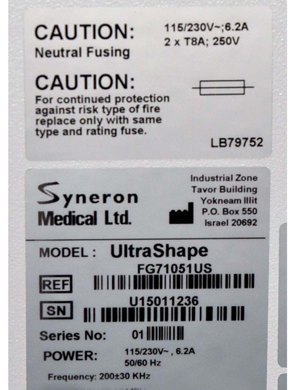 SYNERON 2015 UltraShape Ultrasound Body Contouring Laser Candela Ultra Shape Candela