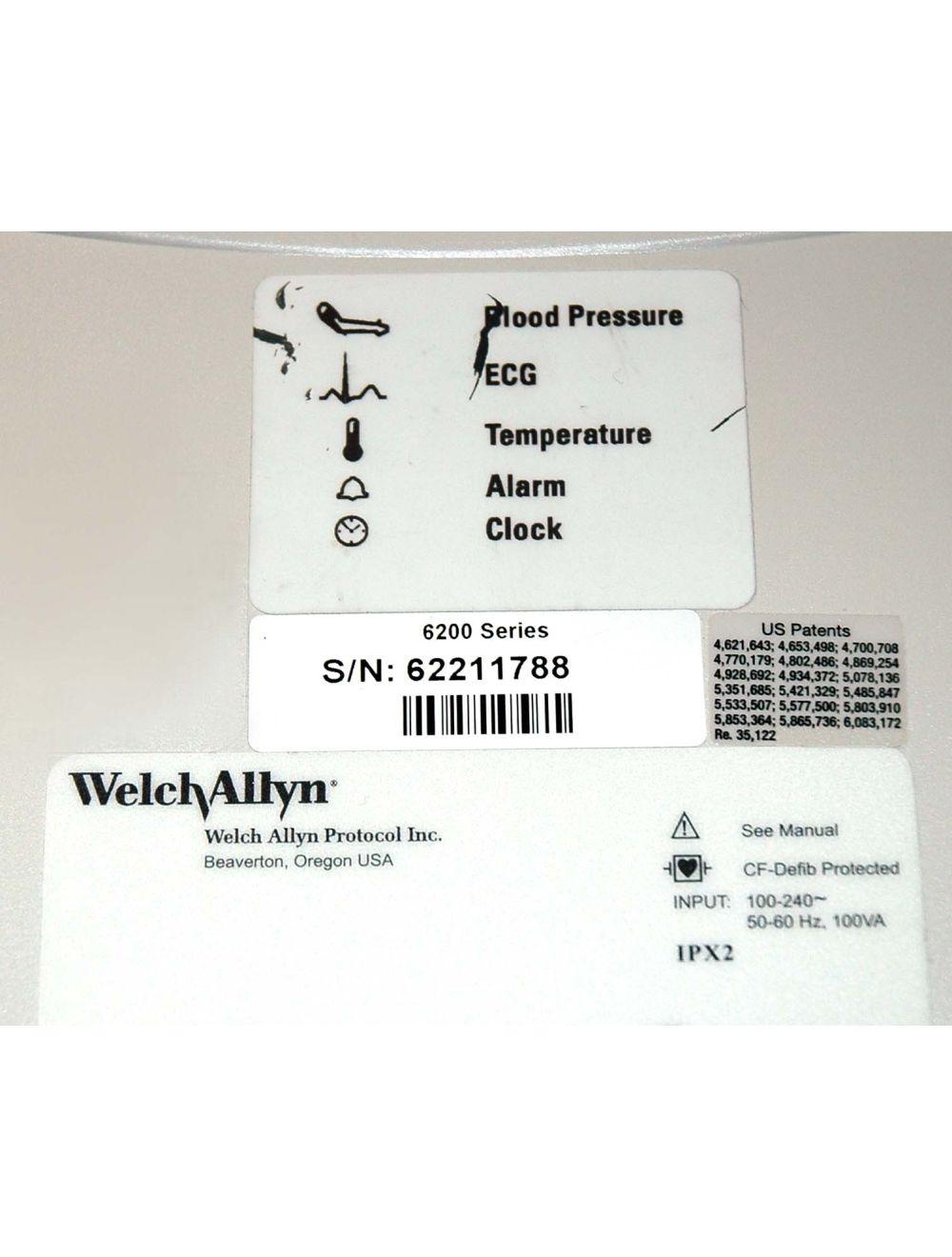 Welch Allyn Vital Signs Patient Monitor w/Blood Pressure Cuff Series 6200 EKG