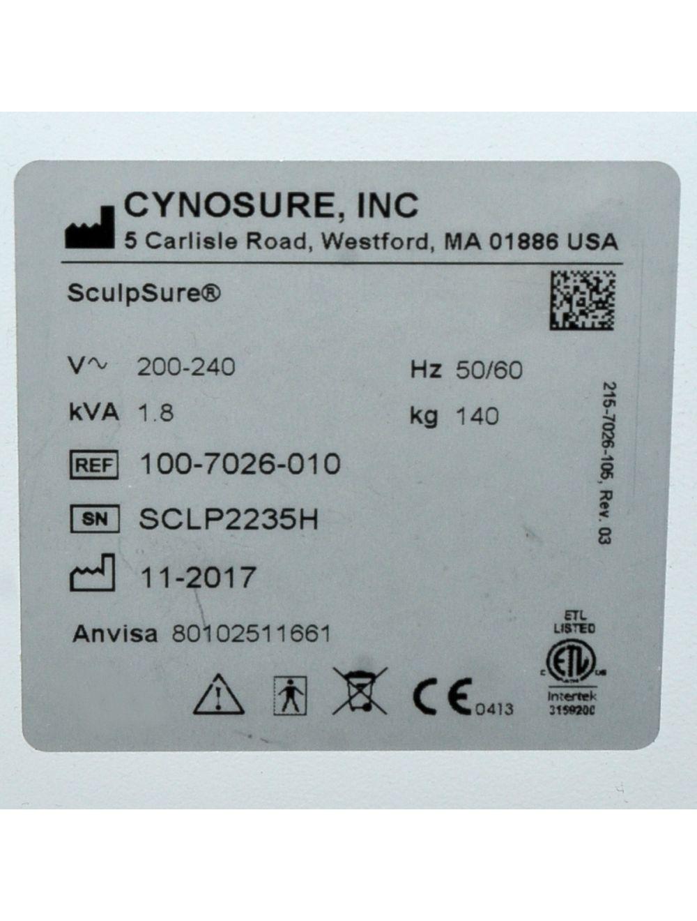 2017 Cynosure SculpSure 二極體雷射 1060nm 塑身系統