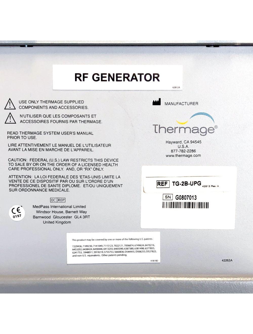 Solta Thermage CPT Radio Frequency Generator RF Skin Tightening System TG-2B-UPG