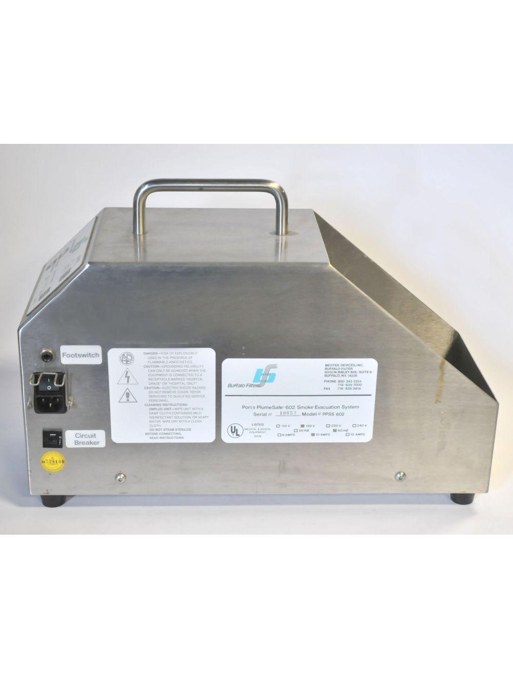 Buffalo Filter Porta PlumeSafe Surgical Smoke Evacuation PPSS 602 Plume System