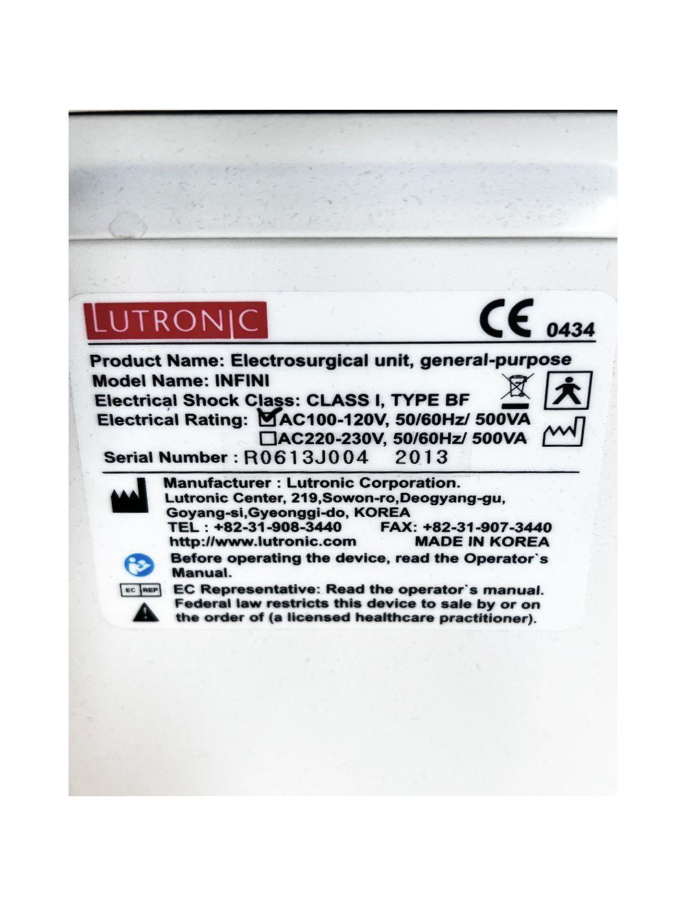 2013 Lutronic INFINI RF Skin Rejuvenation Electrosurgical Microneedling System