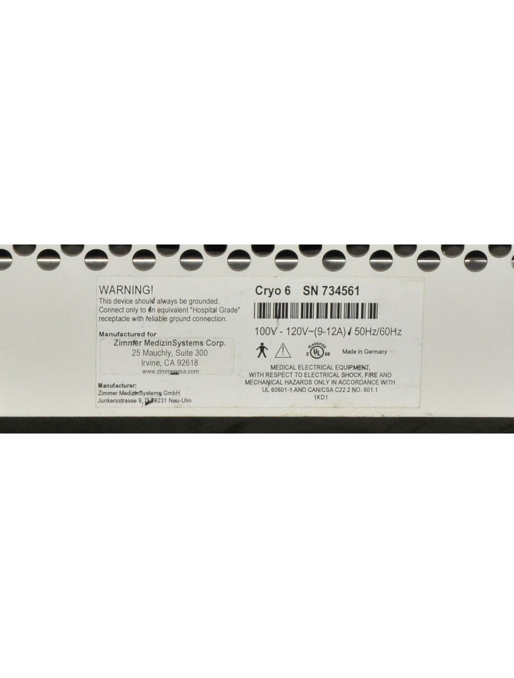 Zimmer CRYO6 IPL Laser Treatment Skin Chiller Cooler Cryo 6 Medizin Syneron