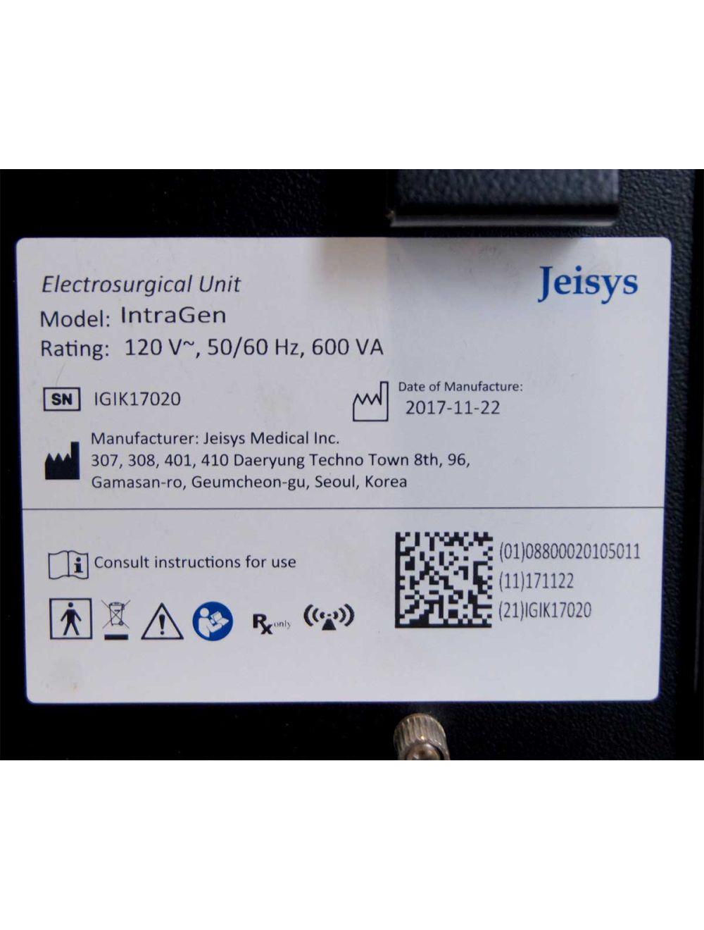 Jeisys IntraGen Electrosurgical Unit Radio Frequency Skin Tightening RF Intergen Sol International Medical