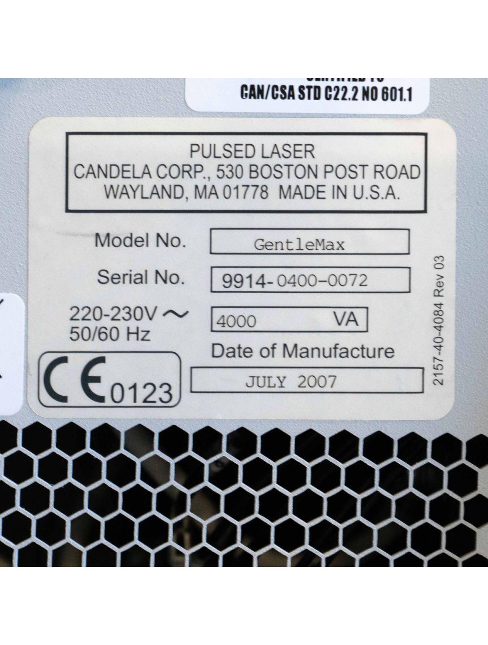 Candela GentleMax Hair Removal Laser w/ 1.5-3 mm & 6-18mm Handpieces Gentle Max