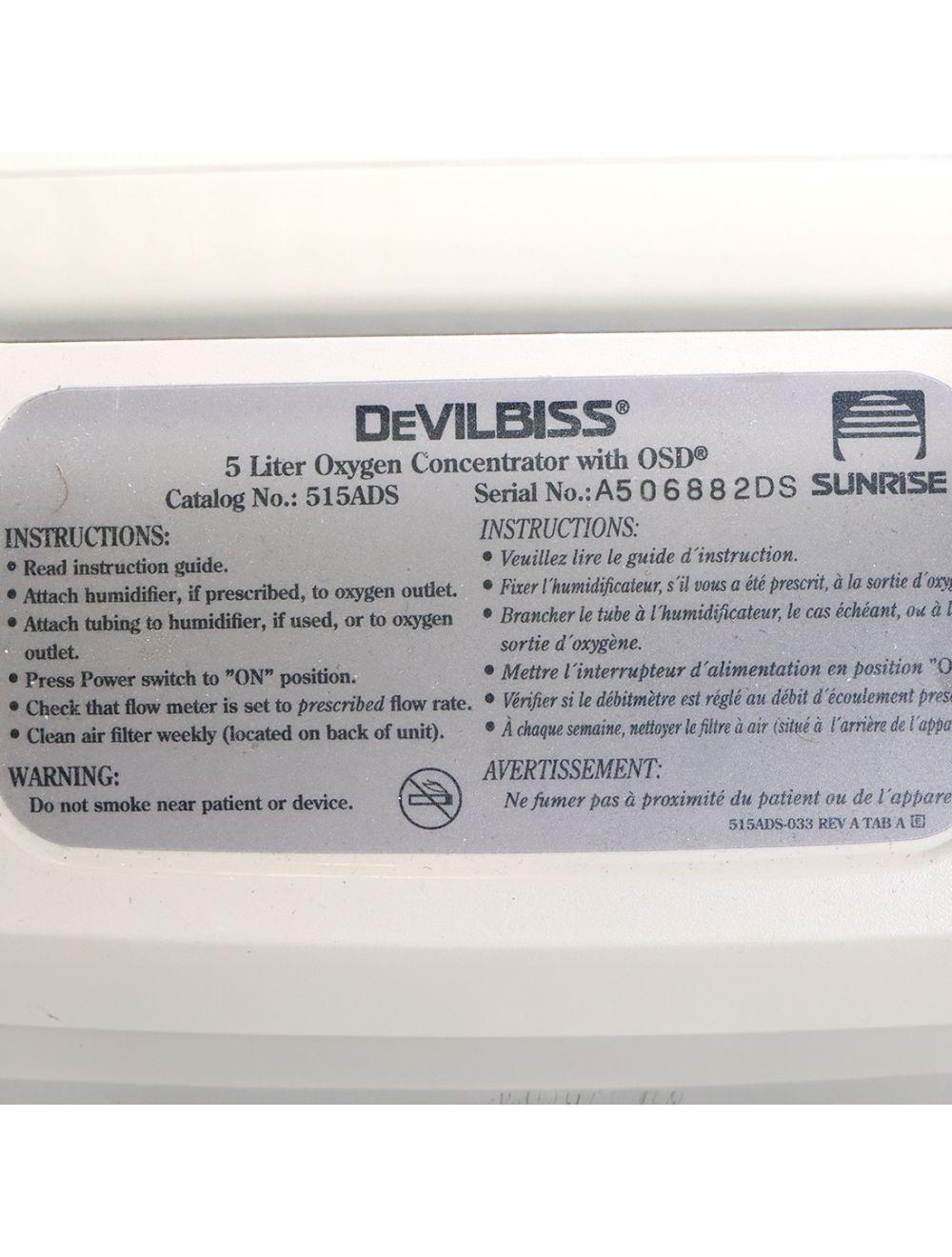 DeVILBISS 5 Liter Oxygen Concentrator with OSD Sol International Medical
