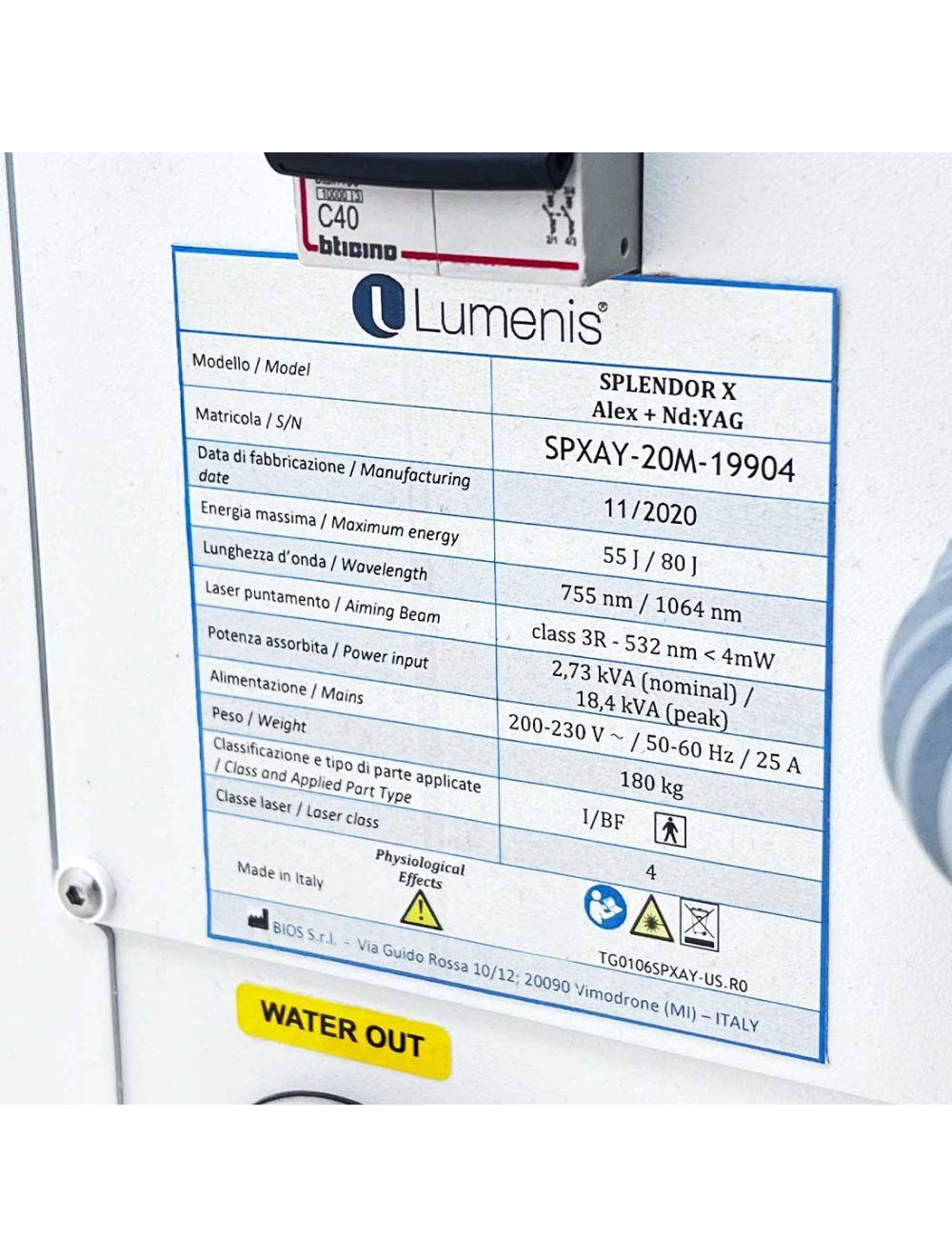 2020 Lumenis Splendor X Alex Nd YAG Laser Hair Removal Alexandrite 755 1064 nm