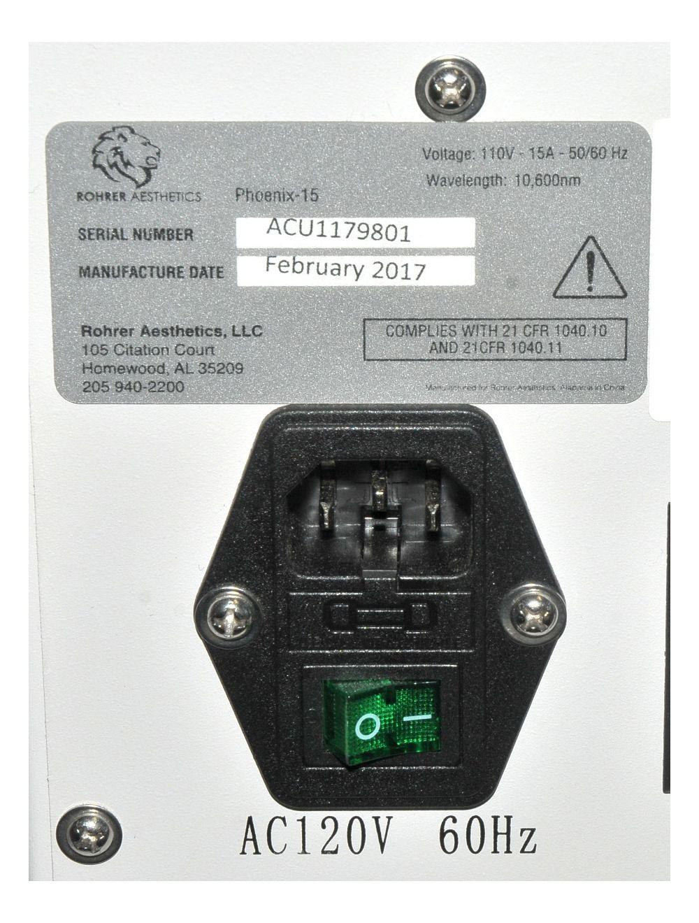 2017 Rohrer Aesthetics Phoenix-15 Pigmentation Wrinkle Rejuvenation Laser System