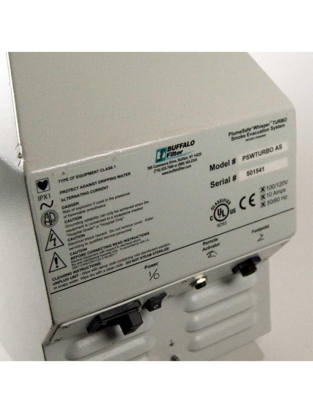 Buffalo Filter Whisper Turbo PlumeSafe Smoke Evacuation Suction System PSWTURBO Sol International Medical