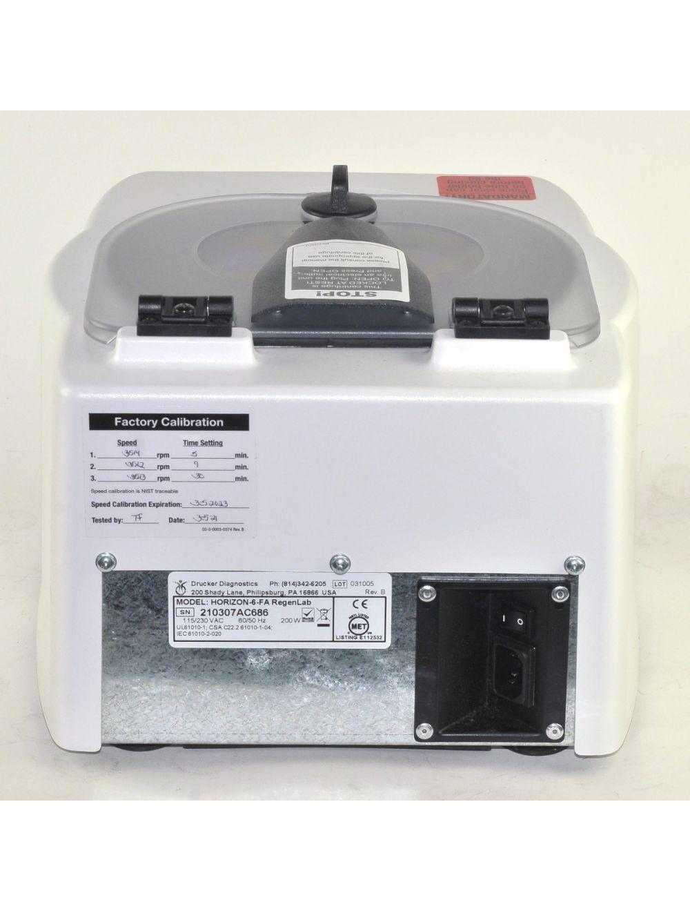Drucker Diagnostics RegenLab PRP Centrifuge Horizon-6-FA 3500 RPM Regen Lab Sol International Medical