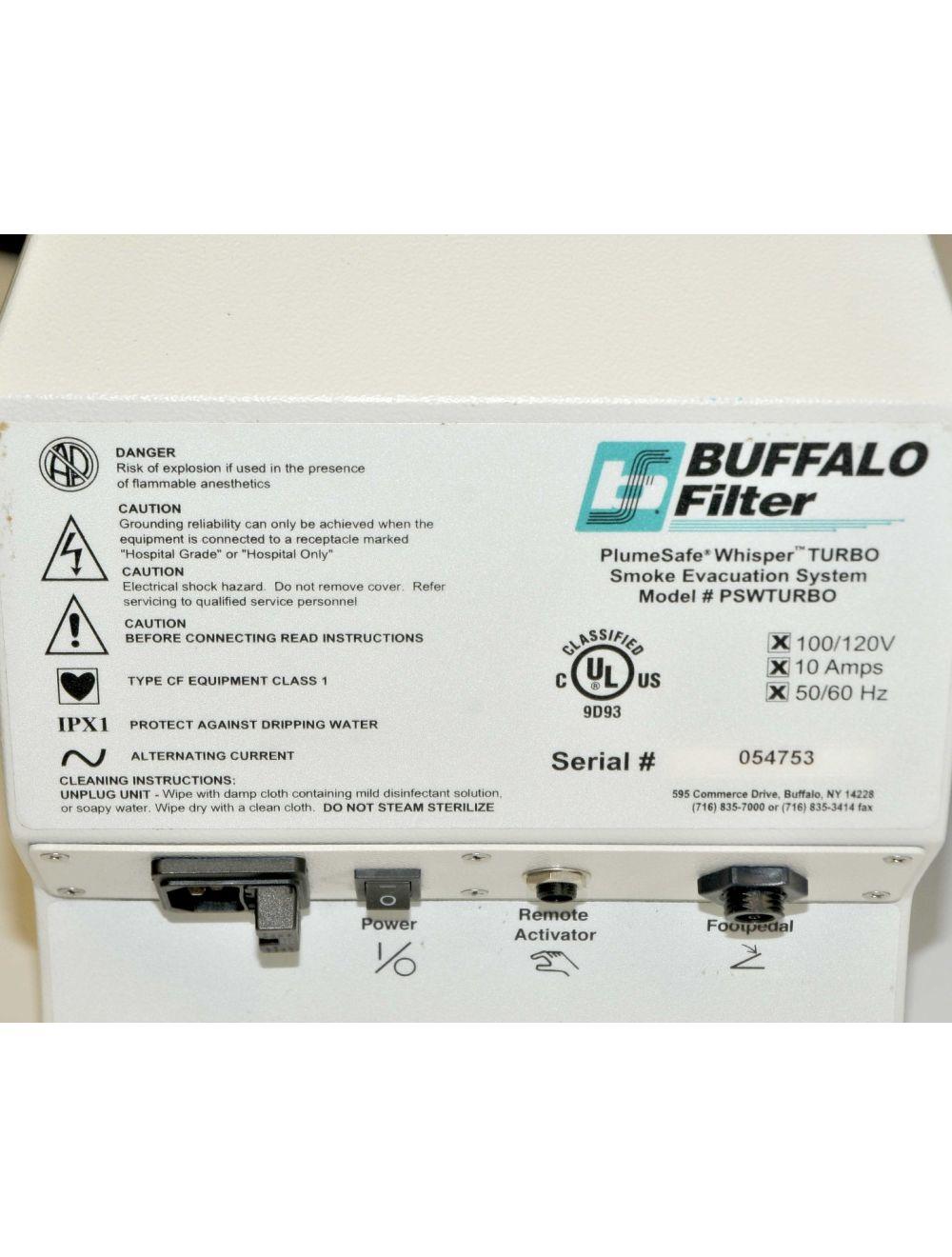 Buffalo Filter Whisper Turbo PlumeSafe Smoke Evacuation System Suction PSWTURBO Sol International Medical